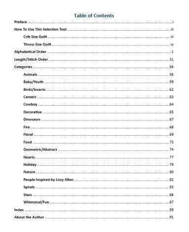 Table of Contents
